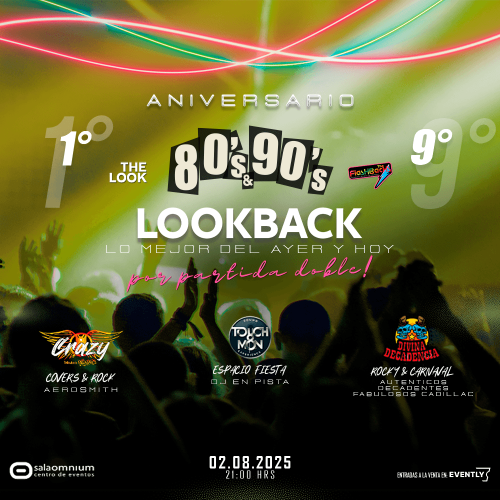 FIESTA 80-90 - ✨ ANIVERSARIO ✨ - 🎶 ★ DIVINA DECADENCIA (Fabulosos y Auténticos) + CRAZY (Aerosmith) 🎶 ★  Sala Omnium image}